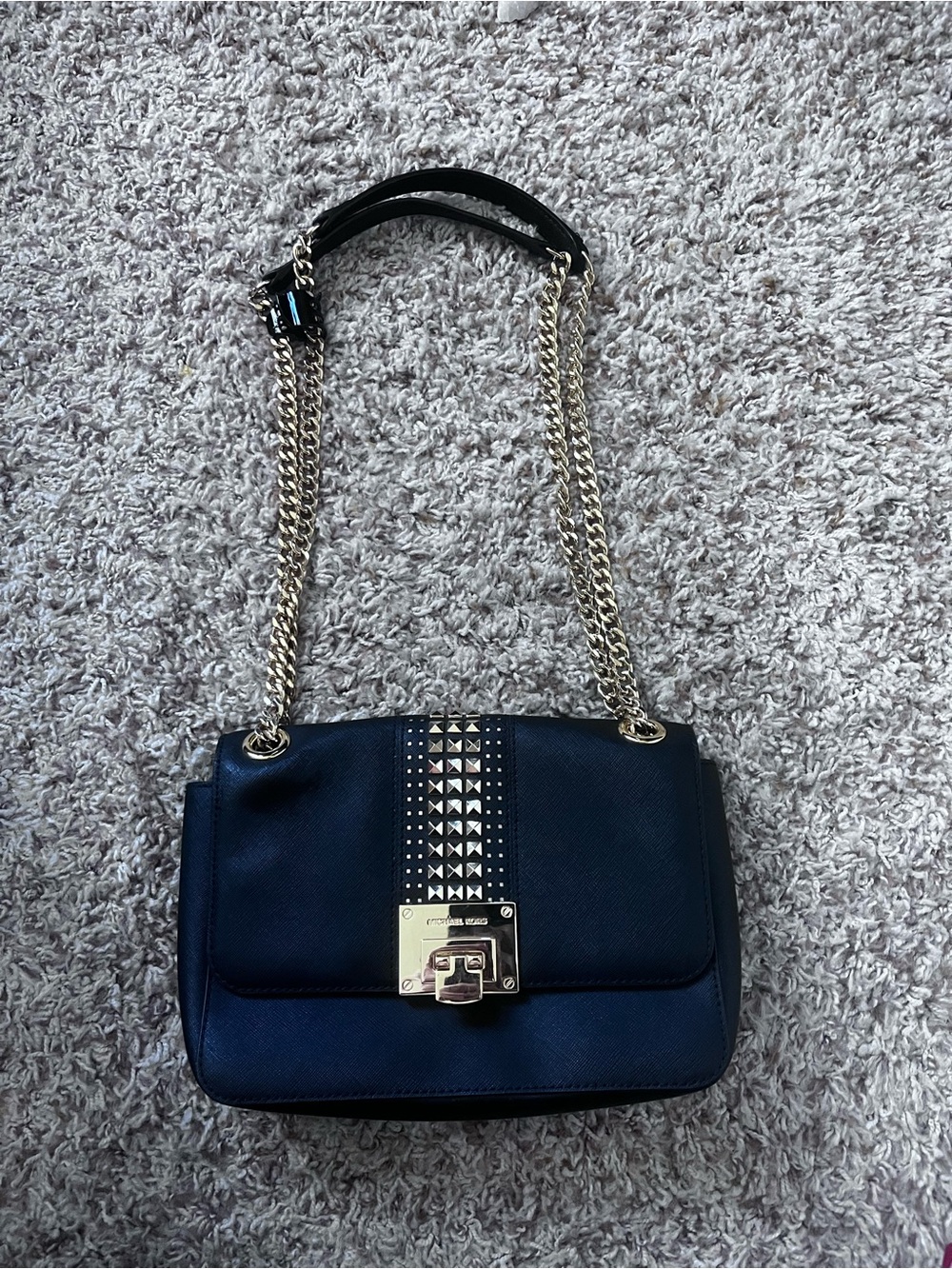 Stud-Accent Black Chain Shoulder Bag
